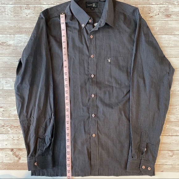 Playboy Pinstripe Button Down Dress Shirt Medium - Picture 4 of 7